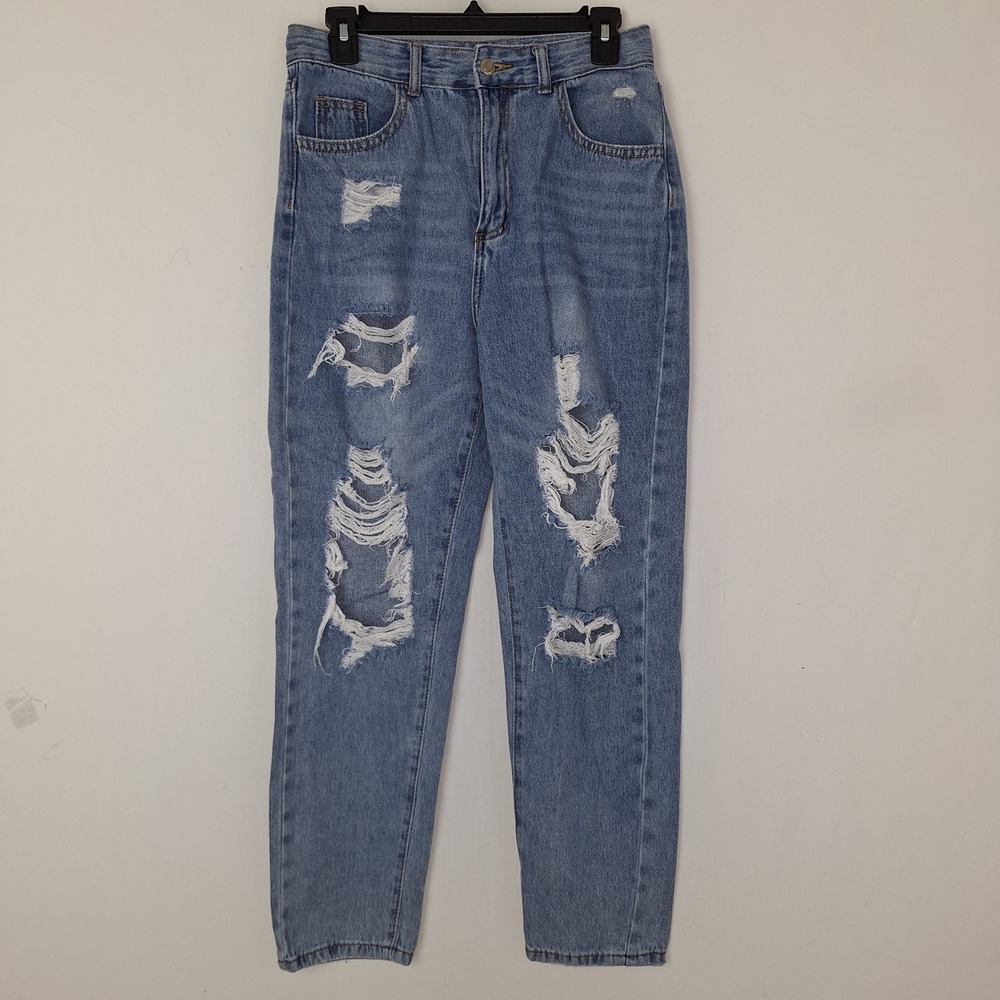 Y2K Retro Whimsigoth Denim Jeans Mom SHEIN Size 6 M Light Wash 100% Cotton